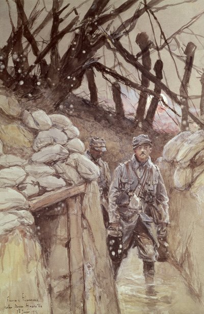 Infantrymen in a Trench, Notre-Dame de Lorette, 1915 by Francois Flameng